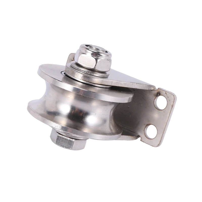 

Promotion! 1Pack U-Type Stainless Steel Pulley Block Mute Bearings Groove Sliding Roller Track Wheel