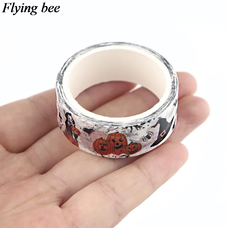 Flyingbee 15 мм X 5 м Бумага васи лента Хэллоуин Тыква клейкая лента DIY Скрапбукинг страшная наклейка этикетка маскирующая лента X0610