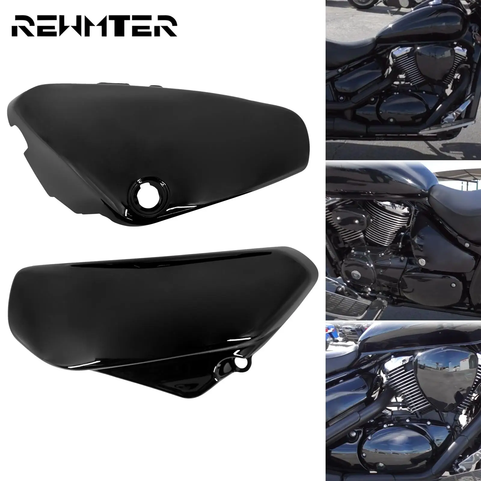 

2xMotorcycle ABS Plastic Battery Fairing Side Cover Black For Suzuki Boulevard Voluisa C50 VL800 Models