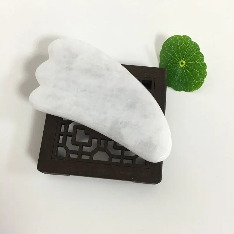 

Доска гуаша из белого мрамора, скребок из натурального камня для лица, шеи, спины, тела, акупунктура, терапия давлением JYX