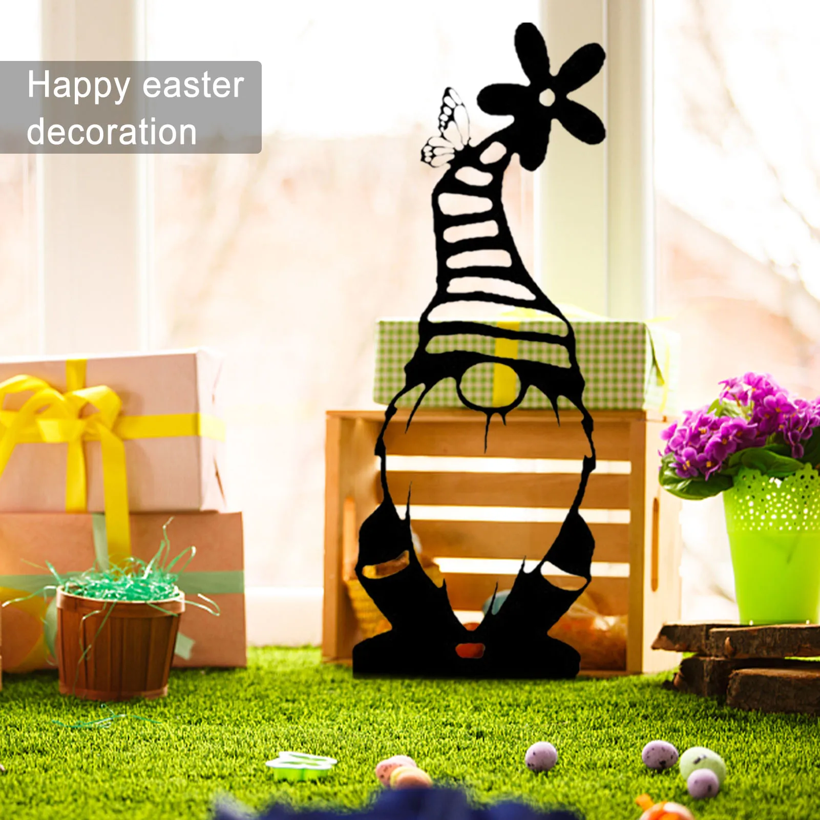 

Steel Branch Gnomes Decoration Cute Standing Silhouette for Home Garden Yard Outdoor Decor