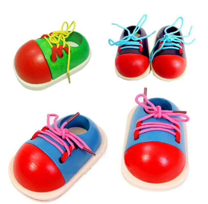 

Kids DIY Eva Clock Learning Education 1Piece Toddler Lacing Shoes Montessori Kids Wooden Toys Children Toys