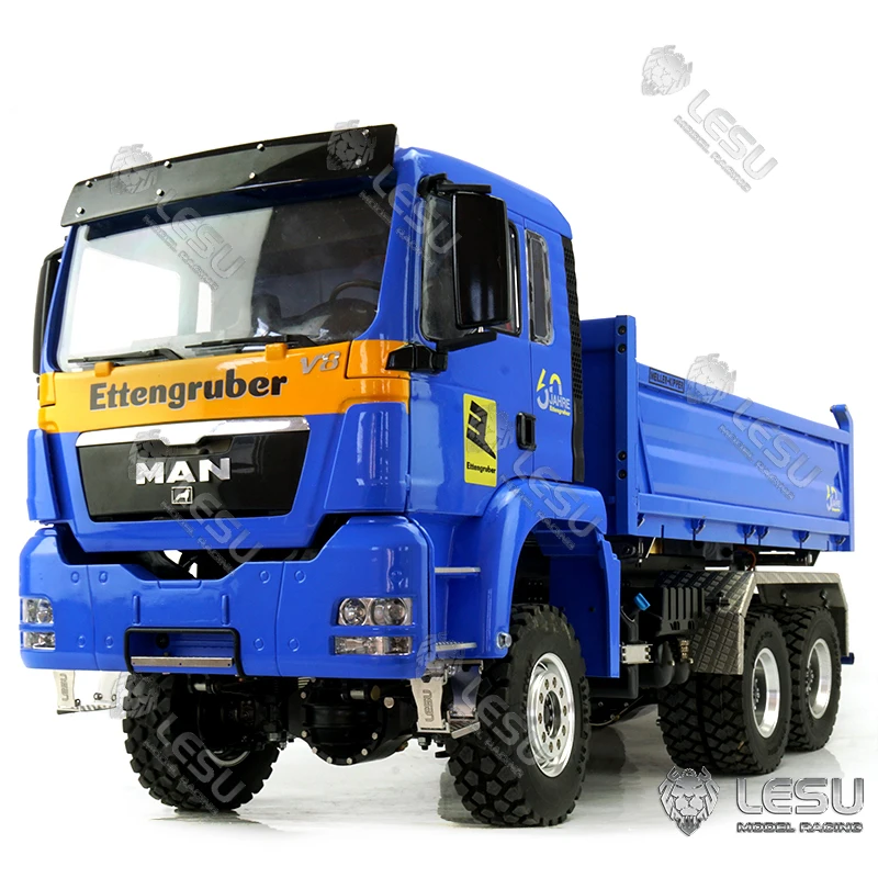 LESU MAN TGS 3 оси Трёхстороннее направление 6x6 самосвал 1/14 RC гидравлическая модель