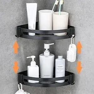 

Треугольная стойка для хранения полотенец и душевых полотенец, 2 шт., угловые полки, Настенный алюминиевый держатель для шампуня, без сверле...