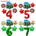 6 шт.компл. украшение для темативечерние на ферме, цифры 32 дюйма, бульдозер, трактор, фольгированный воздушный шар, воздушные шары, украшение для детского дня рождения