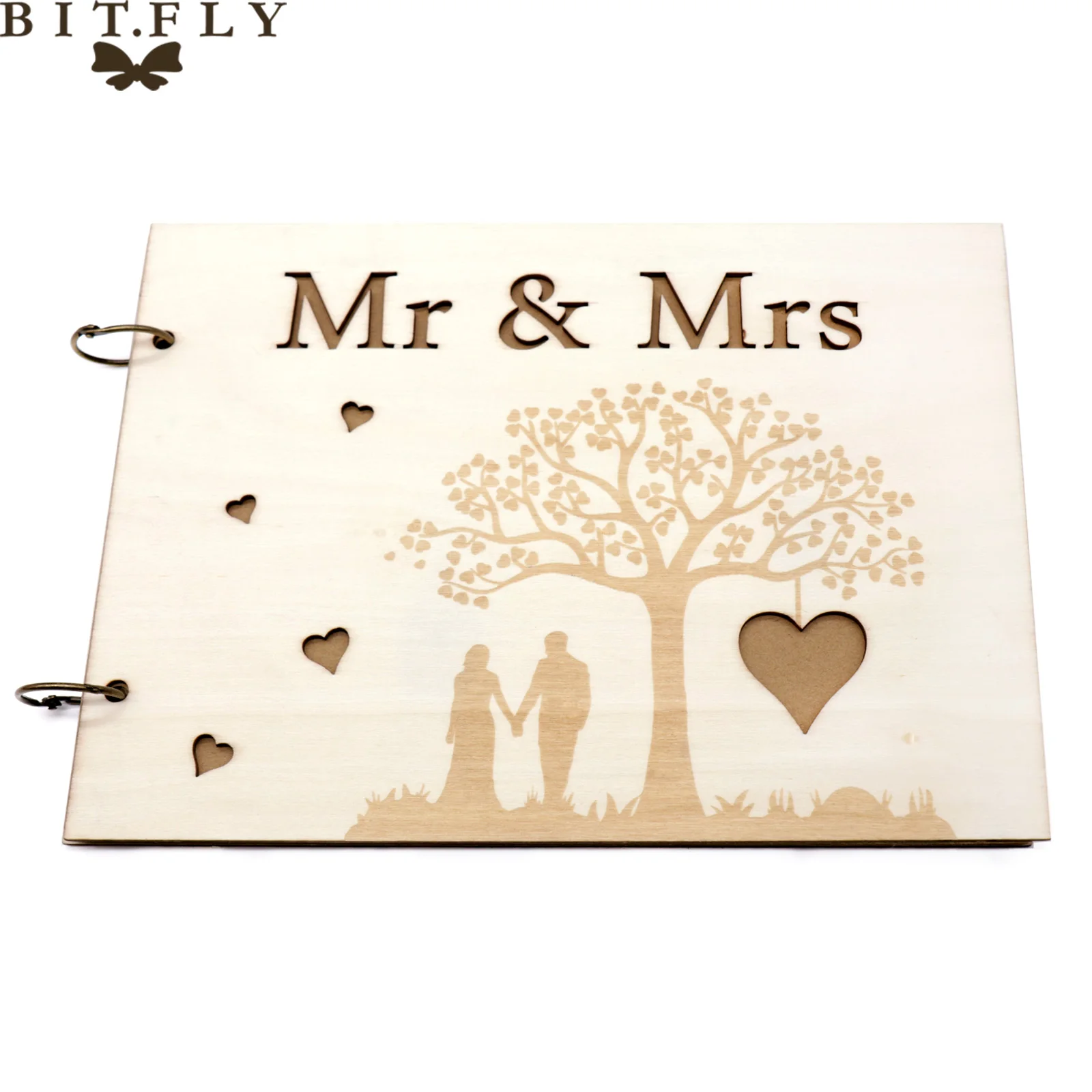 Персонализированные Свадебные книги для гостей деревянные полые сердца Mr Mrs guesbook