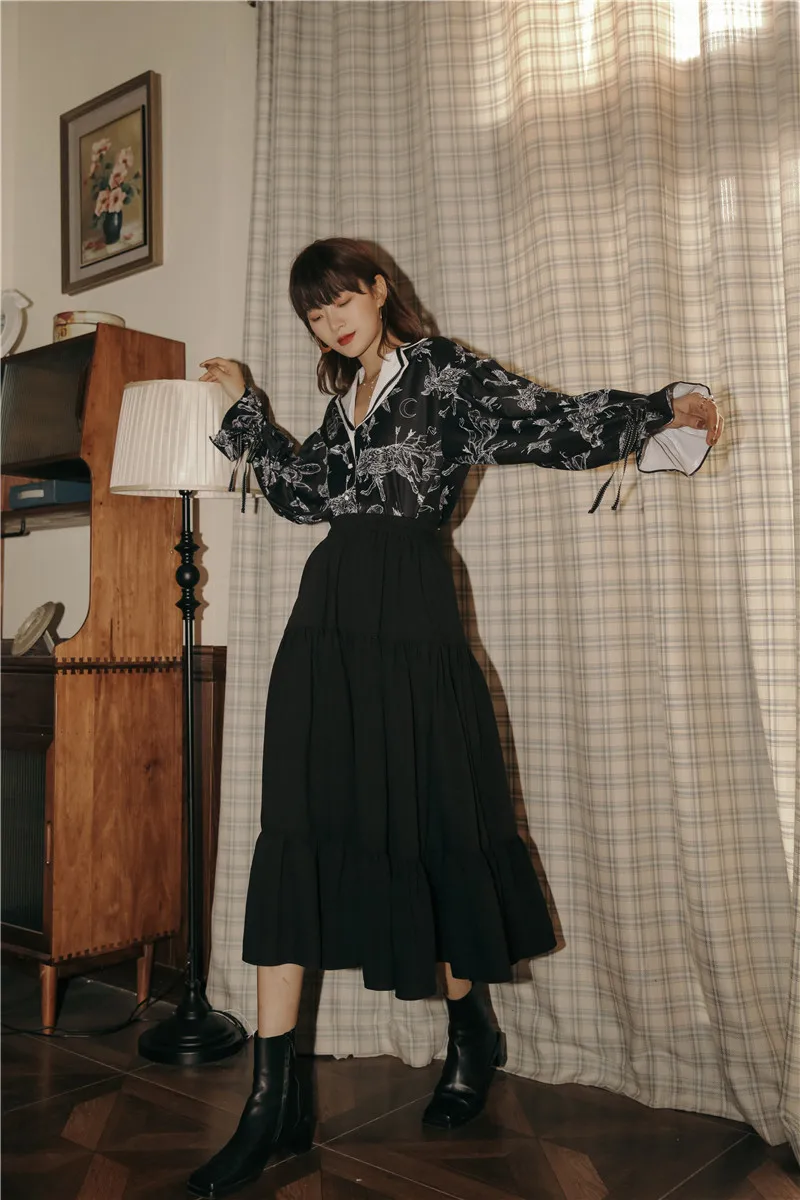 Дизайнерская винтажная блузка CHEERART 2020 рубашка с длинным рукавом женская