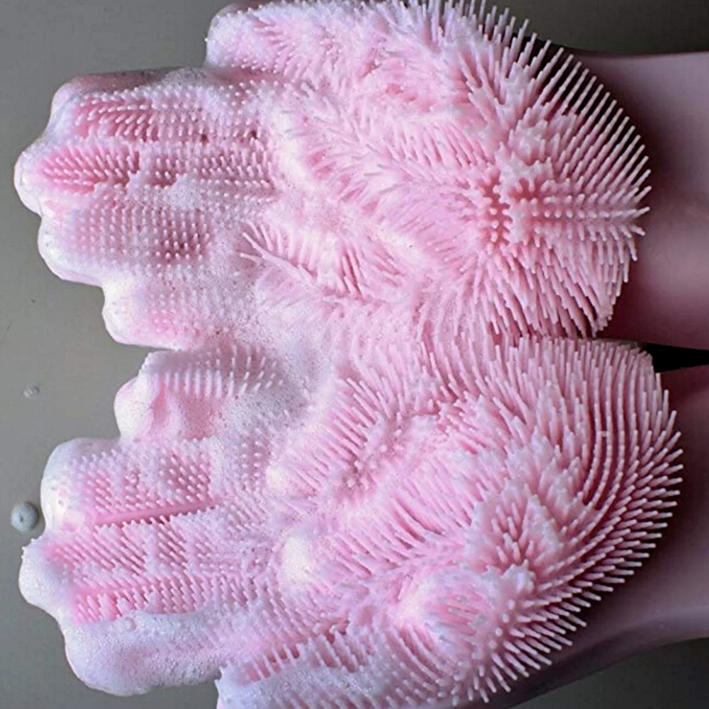 

35.5cm long pair of thick silicone gloves, bathroom kitchen cleaning gloves, car wash soft gloves, multi-color optional