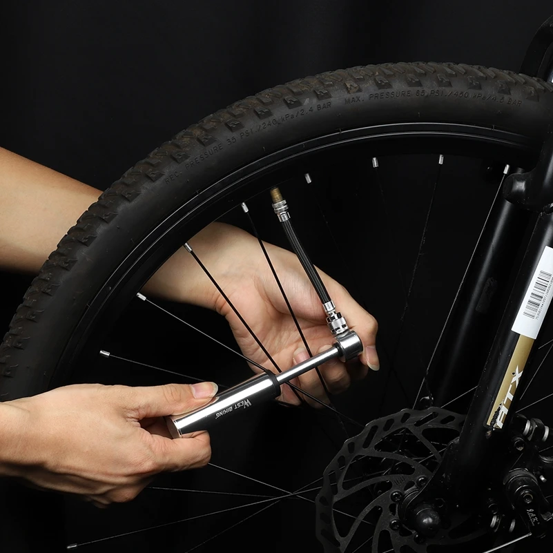 

Hand Mini Bicycle Pump Tire Air Inflator Schrader Presta Valve Ball Needle Hose MTB Accessories Portable Bike Pump