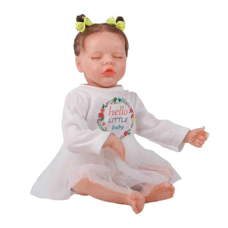 

43CM Reborn Todderl Girl Baby Doll Pretty Baby Lifelike Real Touch Full Silicone Cloth Body Baby Christmas Gift Realistic Soft