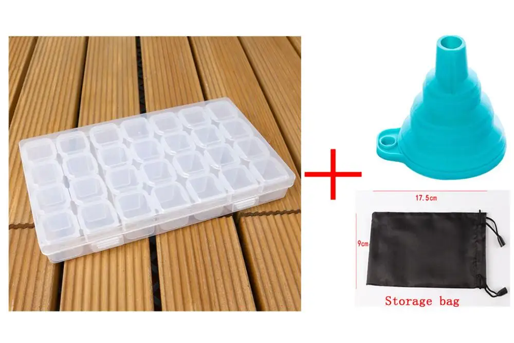 28Girds-Funnel-Bag OUYIJIA 28 ячеек коробка для хранения для DIY ручной работы контейнер Алмазная картина коробка для хранения Стразы Кнопки инструменты Органайзер - Цвет: 28Girds-Funnel-Bag