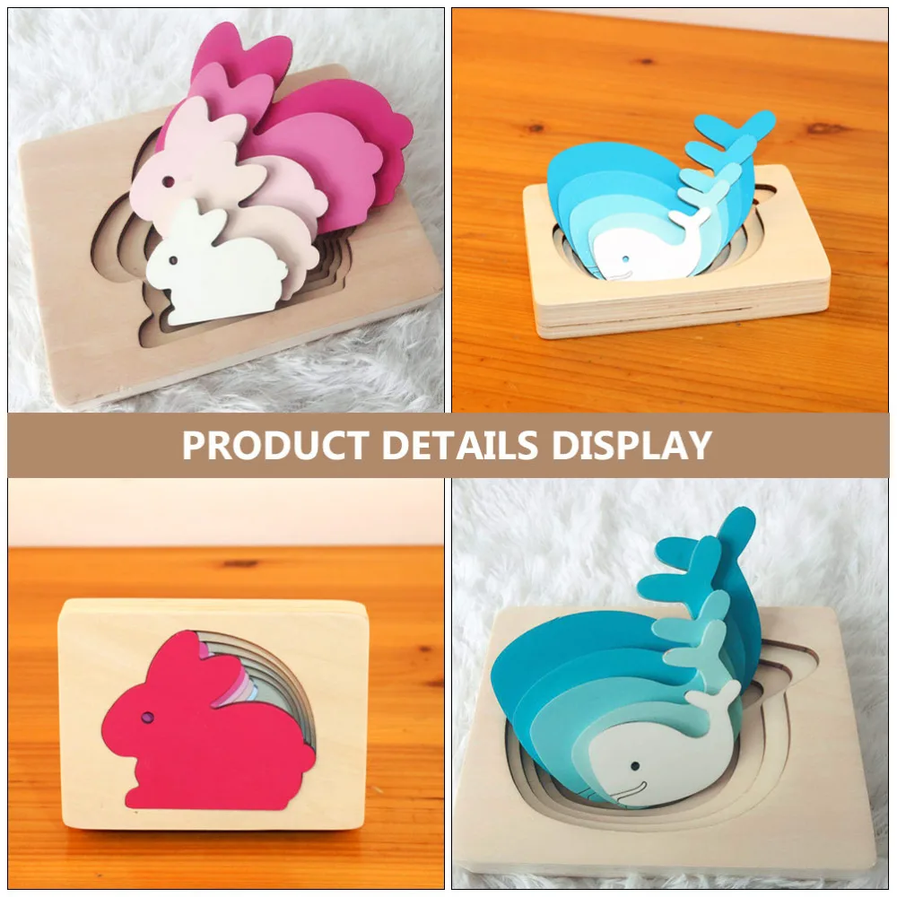 

2Pcs Kids Educational Toy Cartoon Animal Puzzle Multi-Layers Puzzle Plaything