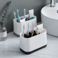 multi function bathroom toothbrush holder plastic shelf makeup brush electric teeth brush organizer case desktop storage boxes