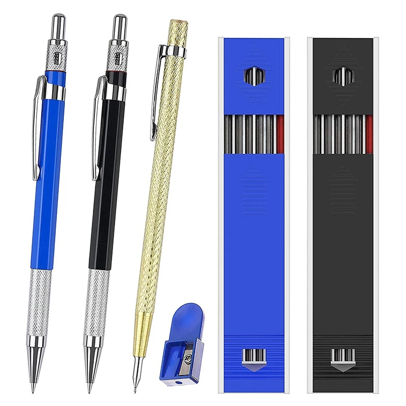 

2 Pieces Carpenter Pencils with 24 Pieces Marker Refills, 1 Piece Sharpener and 1 Piece Carbide Scriber Pen Tool