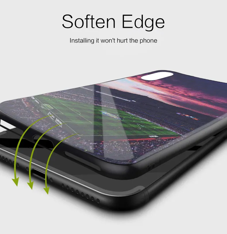 Мягкий силиконовый стеклянный чехол для iPhone 13 12 11 Pro X XS Max XR 8 7 6 Plus SE 2020 S черный