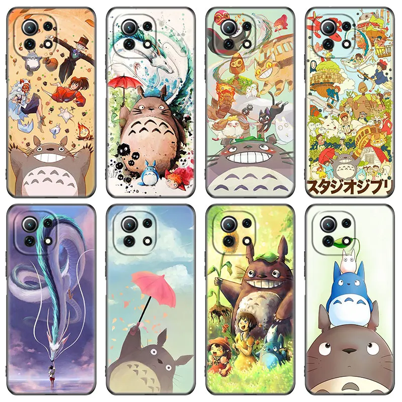 anime studio ghibli totoro phone case for xiaomi mi poco x3 nfc f3 gt m3 10t 11t 11x pro 11i a2 11 lite ne 5g civi black cover free global shipping