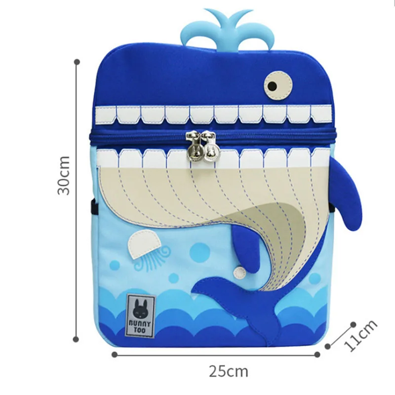 Small- Whale Детский рюкзак милый 3D мультфильм Динозавр анти-потеря Единорог напечатанный детский сад ортопедический школьный портфель для девочки мальчик детская сумка - Цвет: Small- Whale