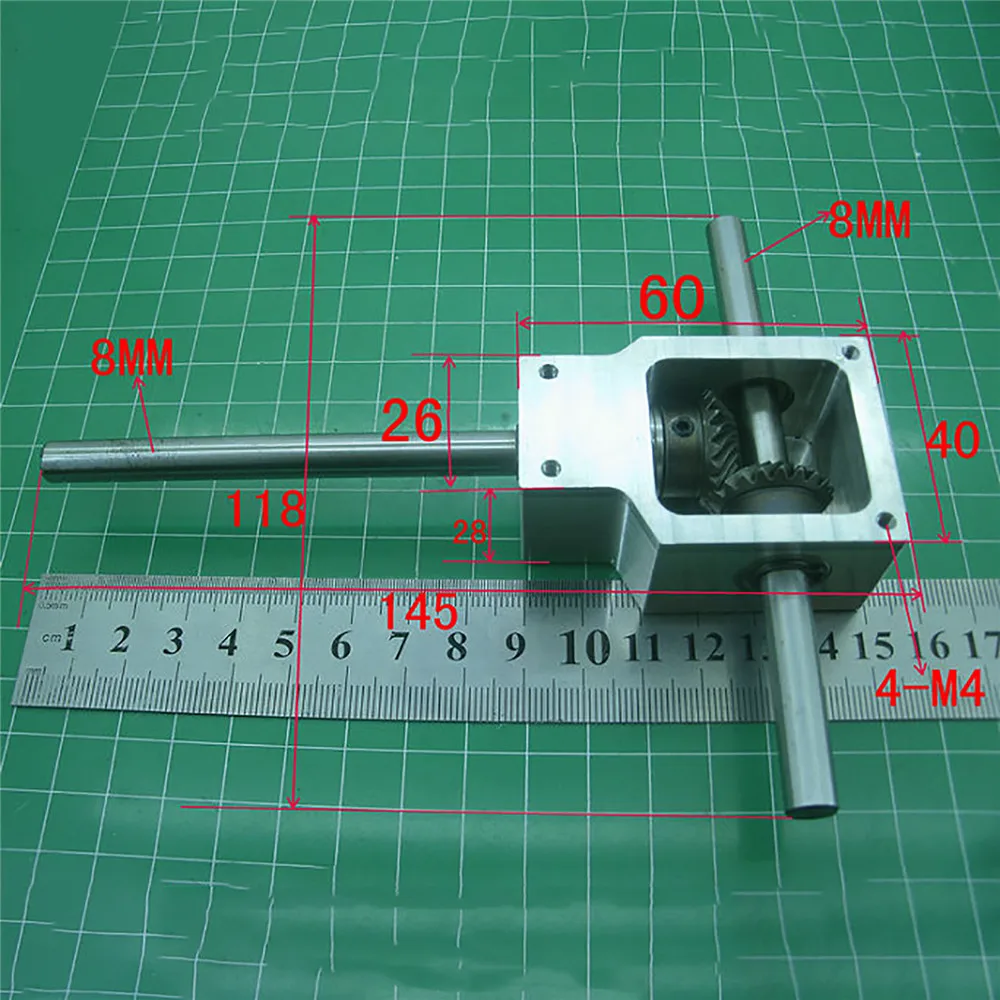 

Коническая коробка передач DIY передаточное число 1:1 двойной выходной вал 8 мм редуктор в сборе коммутатор 90 градусов