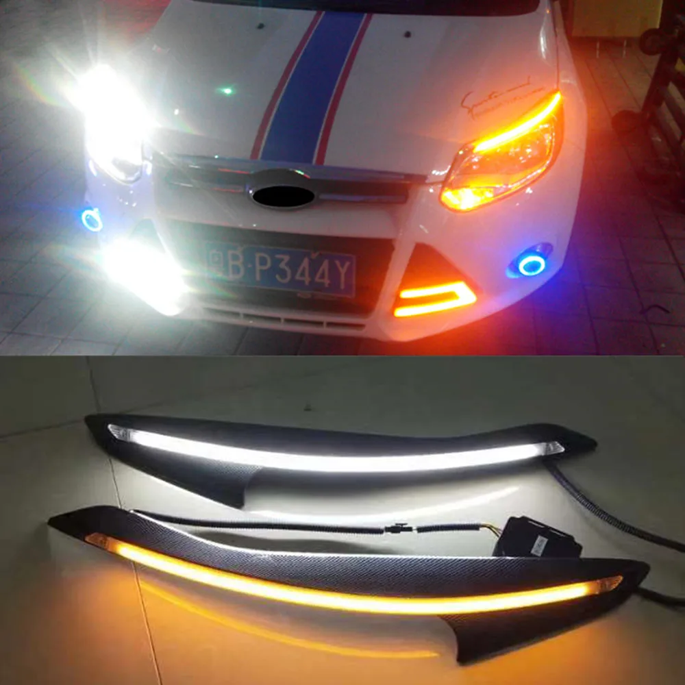 2 шт. для Ford Focus 3 MK3 2012 2013 автомобильный головной светильник для украшения бровей поворотник DRL Светодиодный дневной ходовой светильник