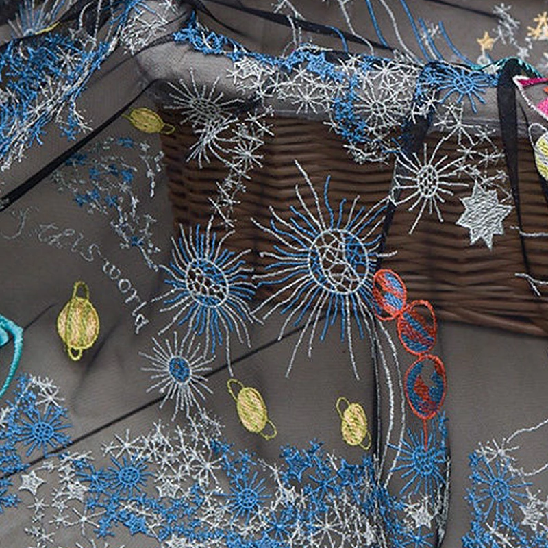 3/5/10 ярдов ширина 130 см яркая черная Тяжелая вышитая сетчатая кружевная ткань со