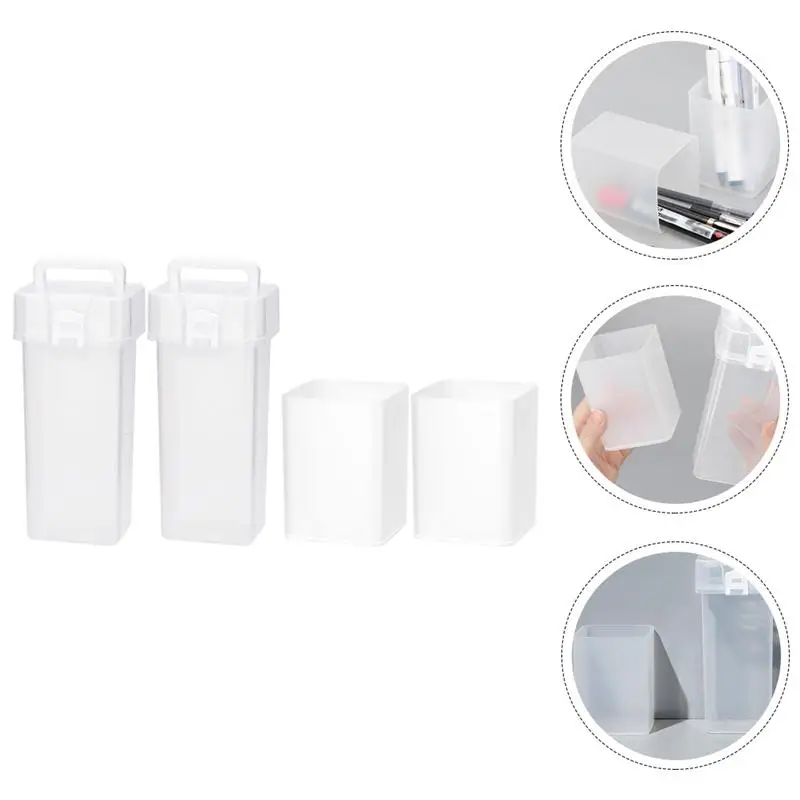 

4Pcs Dust-proof Portable Durable Water-proof Plastic Pen Holder Pen Containers Pen Organizers