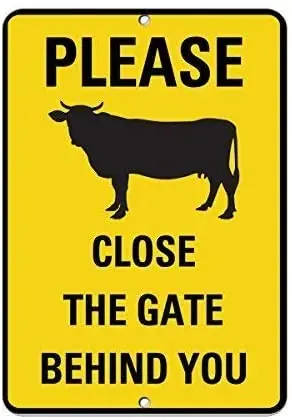 

WERRT Leiacikl22 Aluminum Metal Sign Please Close The Gate Behind You Cow Symbol Activity Sign Aluminum Metal Sign 8" X 12" inch