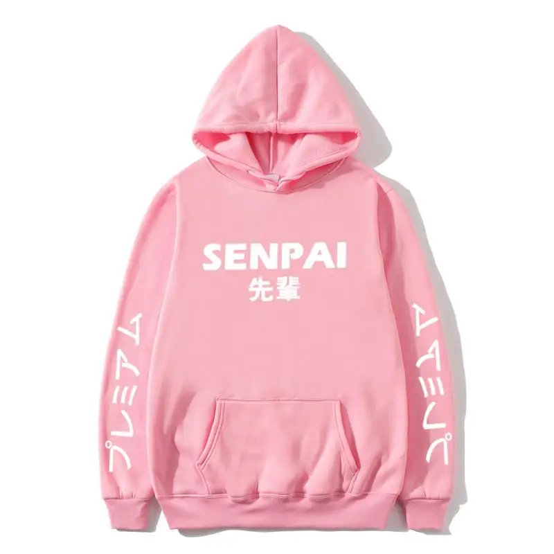 

Новые Зимние флисовые мужские толстовки с принтом в стиле аниме Senpai, свитшоты для мужчин и женщин, уличная одежда, забавная черная толстовка...