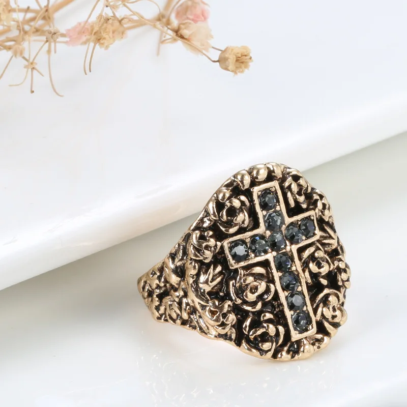 2021 Новинка в стиле панк Для мужчин кольцо Винтаж крест позолота религиозный