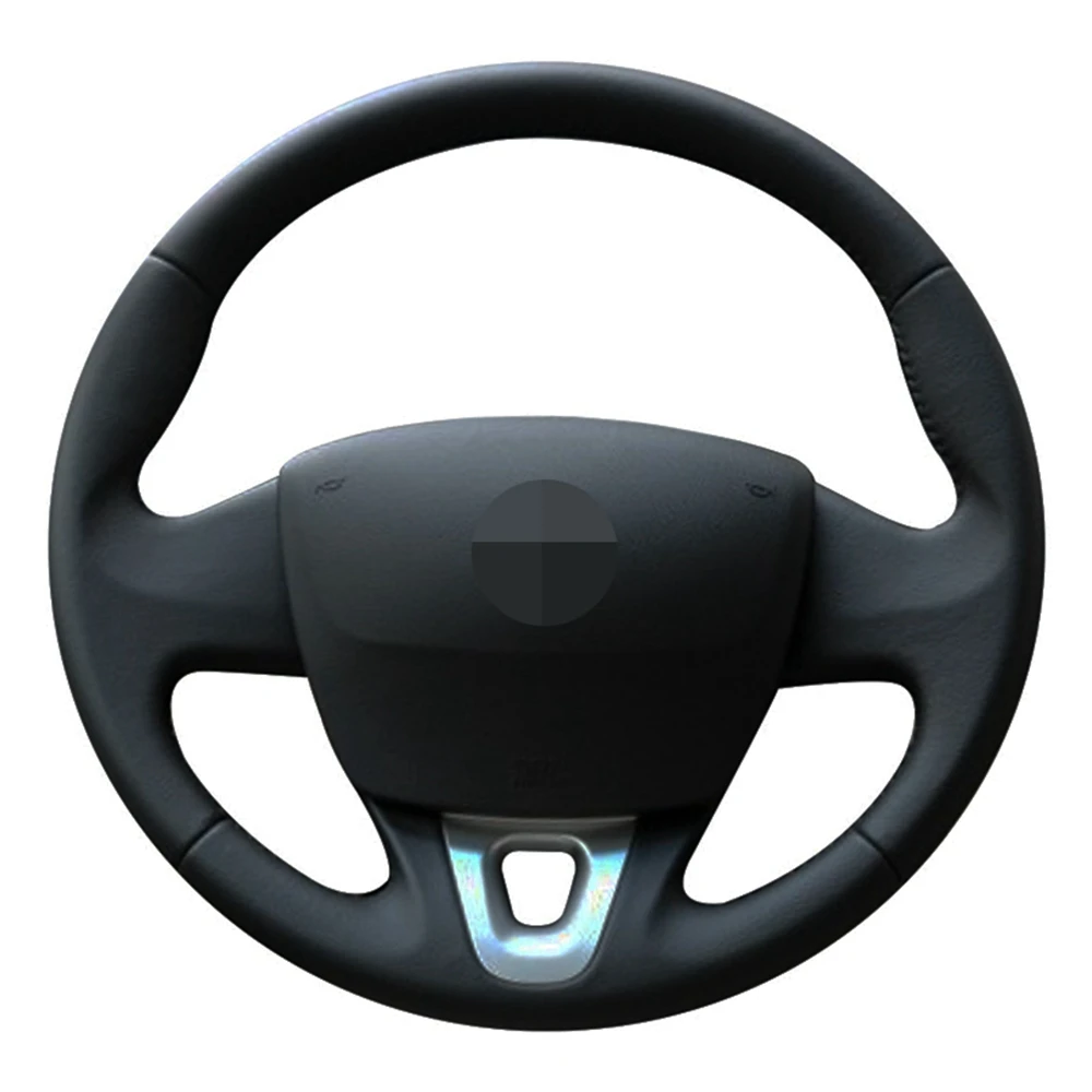 Чехол рулевого колеса автомобиля черная искусственная кожа ручной работы для
