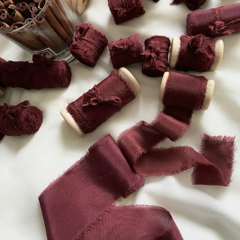 25 50 мм шелковая потертая лента ручной работы для свадебного букета приглашение