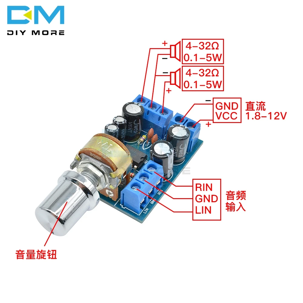 TDA2822 TDA2822M мини 2,0 канал 2*1 Вт стерео аудио усилитель мощности плата DC 5 в 12 В автомобильный регулятор громкости потенциометра модуль