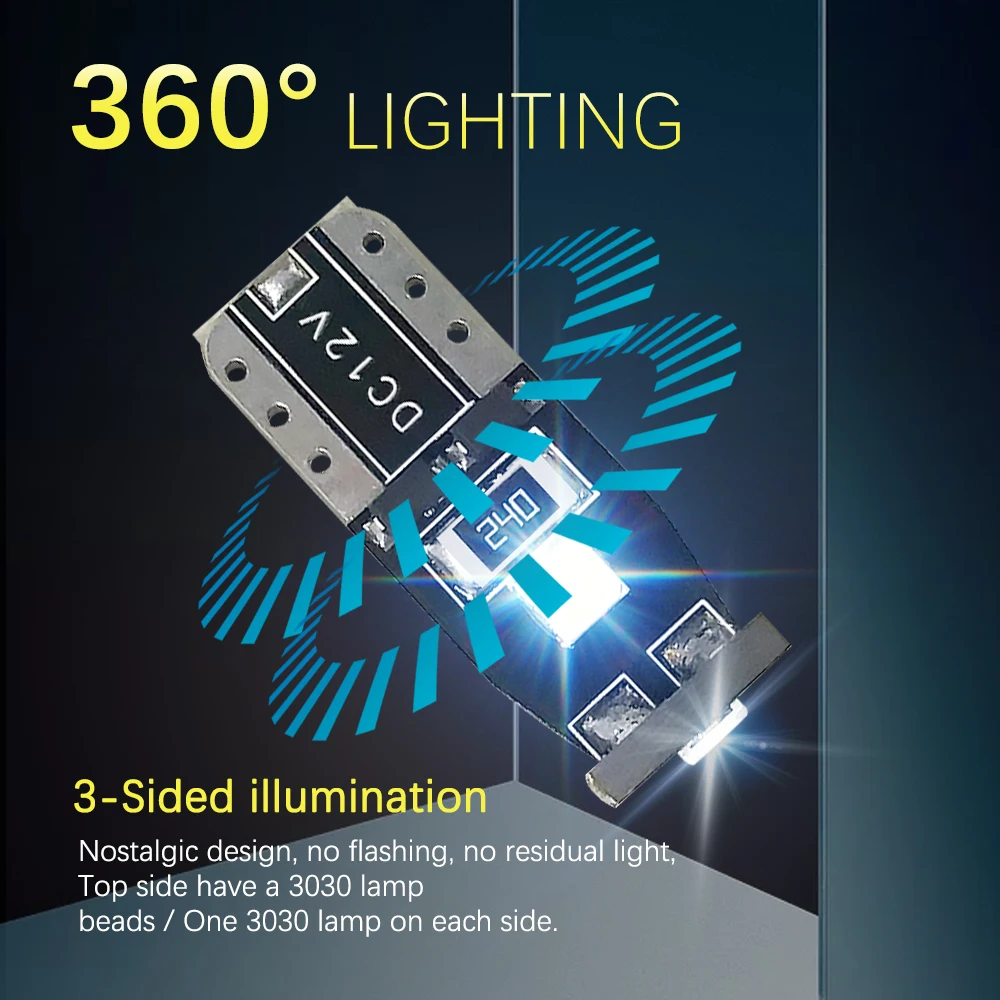 2Pcs T10 W5W LED Bulbs Canbus Car Clearance Lights Reading Lamp Auto Dome Door Bulb Accessories White Interior | Автомобили и