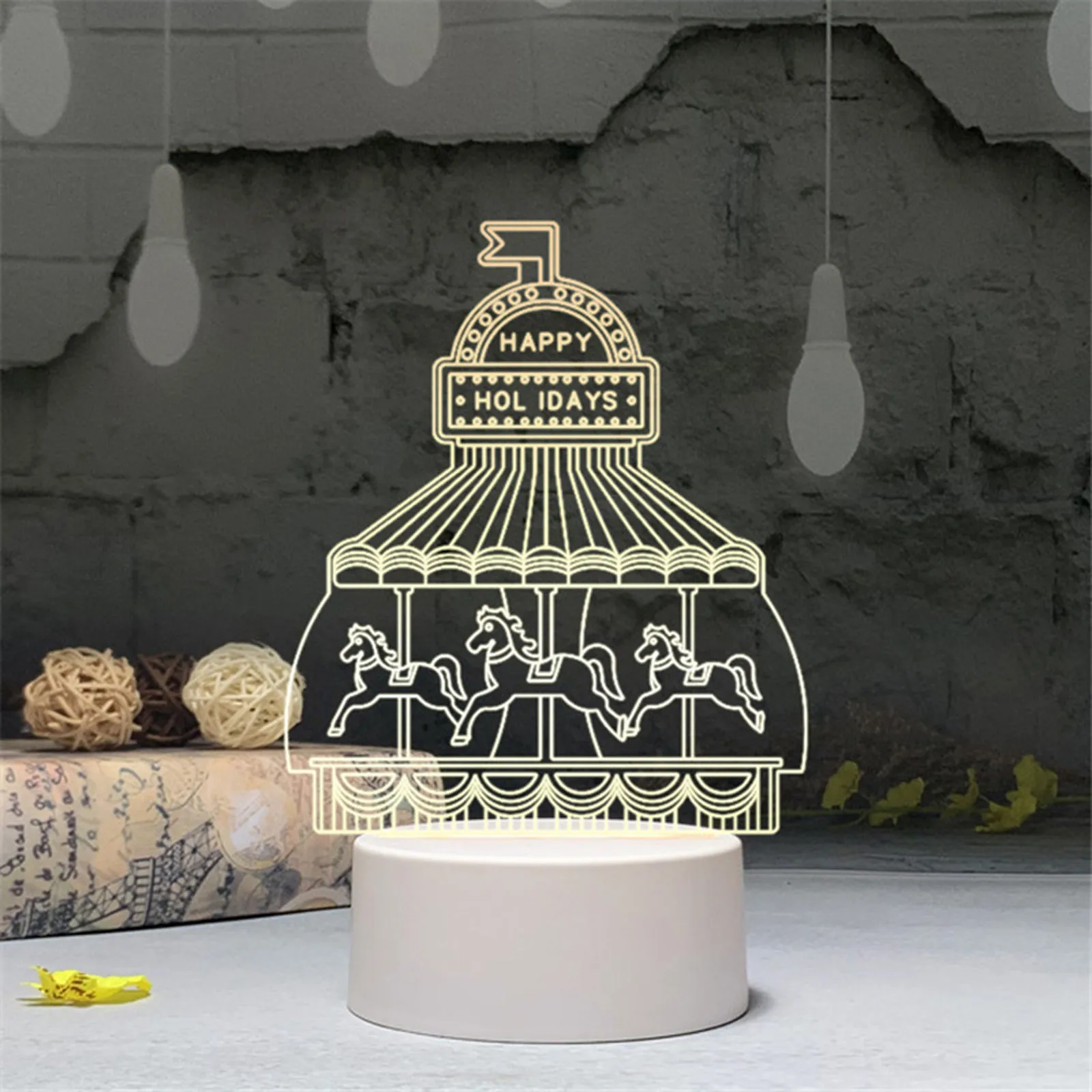 

3D USB Acrylic Night Light LED Fashion Home Decoration Led Bulb Table Desk Bedroom Decor Gift Warm White Lamp