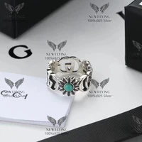 newflying g daisy ring girl 925 silver new hot double g flower ring european and american couple ghost rings gift for girlfriend