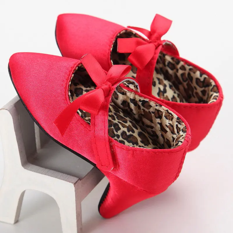 Красный Детская обувь для первых шагов, обувь для маленьких девочек, обувь на высоком каблуке для фотографий, детская обувь принцессы с бантом для малышей, реквизит для фотосессии, детская обувь для душа 0-12 м - Цвет: Красный