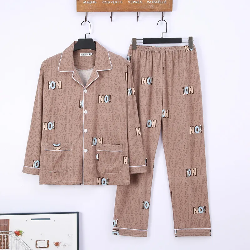 CAIYIER Men Pajamas Set Winter Loungewear Cartoon Print Loungewear Male Long Sleeve Pijama + Elastic Pants Home Clothes L-3XL