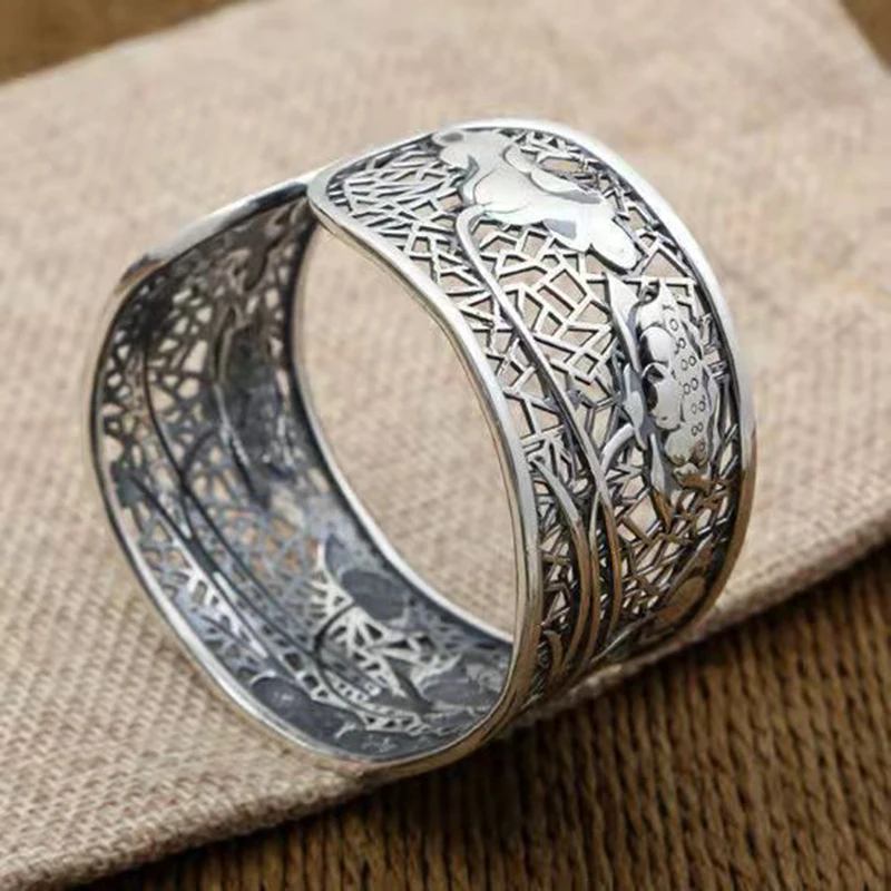 Новый Ретро Браслет в этническом стиле старый супер широкий полый браслет для