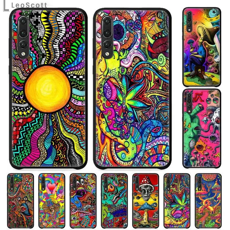 

Psychedelic Trippy Abstract visual art Phone Case For Huawei honor Mate P 9 10 20 30 40 Pro 10i 7 8 a x Lite nova 5t Soft Cover