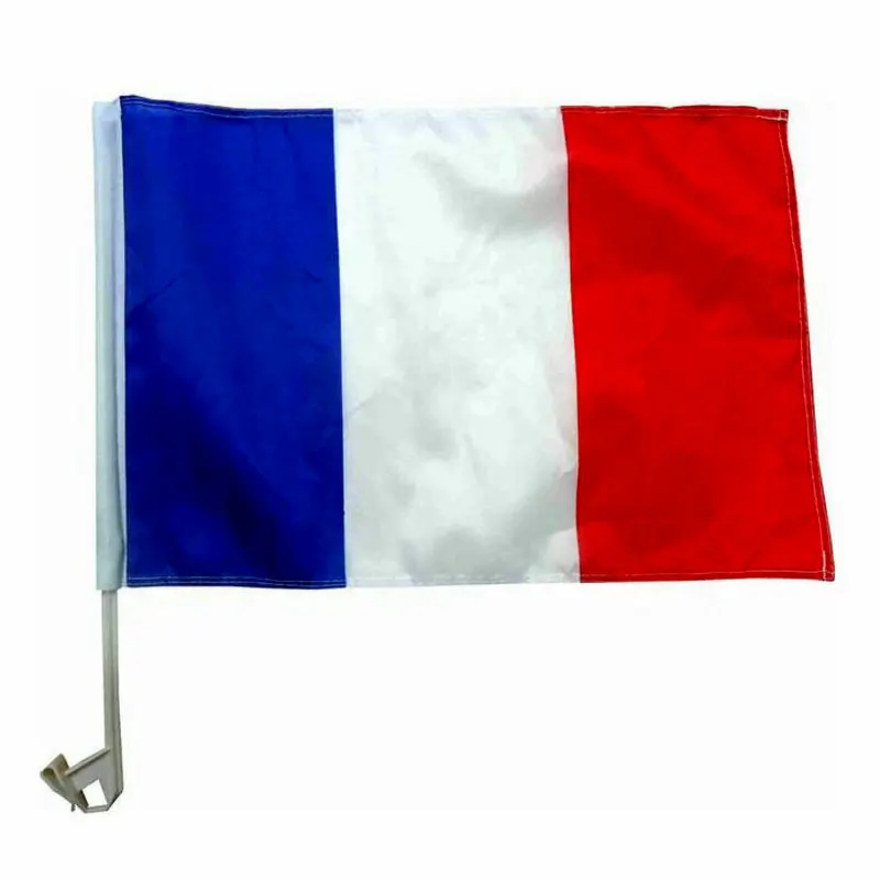 

ZXZ 2PCS 30X45CM France Car Window Flag with plastic flagpole french auto flag