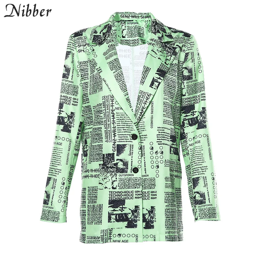 Nibber/осенне-зимнее пальто с газетным принтом; женская повседневная куртка с длинными рукавами и отложным воротником; сезон осень-зима; mujer