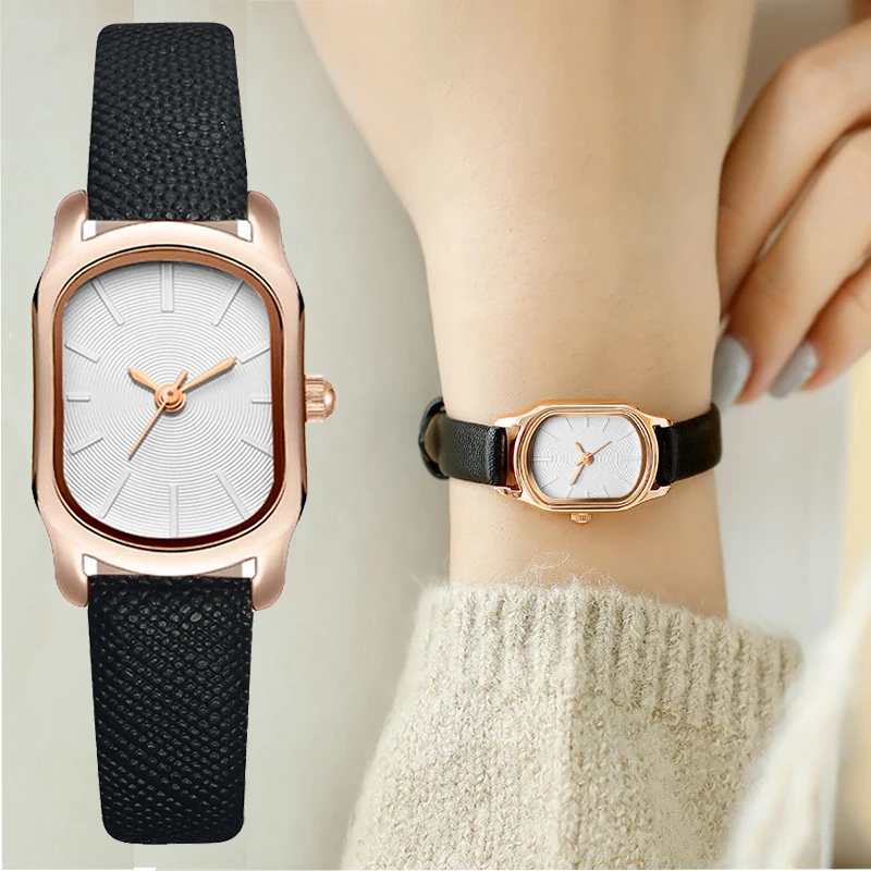 

Fashion Women Leather Watch Simple Ladies Quartz Wristwatch Elegant Female Small Rose Gold Dial Bracelet Watch Reloj Mujer Clock