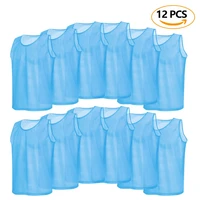 adults kids 12 pcs soccer pinnies quick drying football jerseys vest scrimmage sports vest breathable team training bibs soccer