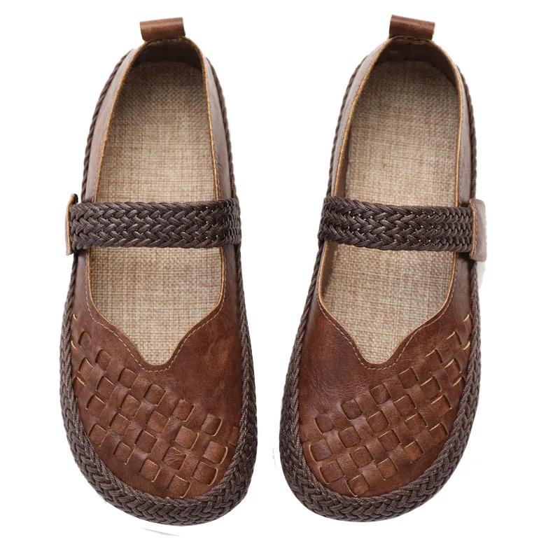 

Retro Grandma Shoes Soft Bottom Mary Jane Womens Shoes Literary Mori Shallow Mouth Flat Single Shoes Round Head Peas Shoes