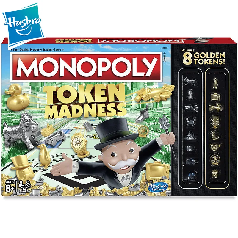 

Hasbro Monopoly Token Madness Edition 8 Golden Tokens Fast Dealing Property Card Trade Games English Version Board Game Kids Toy
