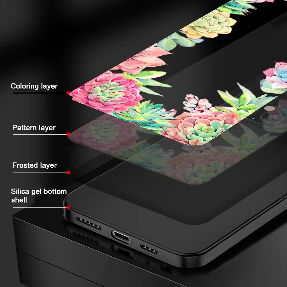 

Rose Floral Phone Case For iPhone 11 12 Pro Max mini X XR XS Max 7 8 6S Plus SE 2020 Phone Cases Black Soft TPU Cover Coque Capa