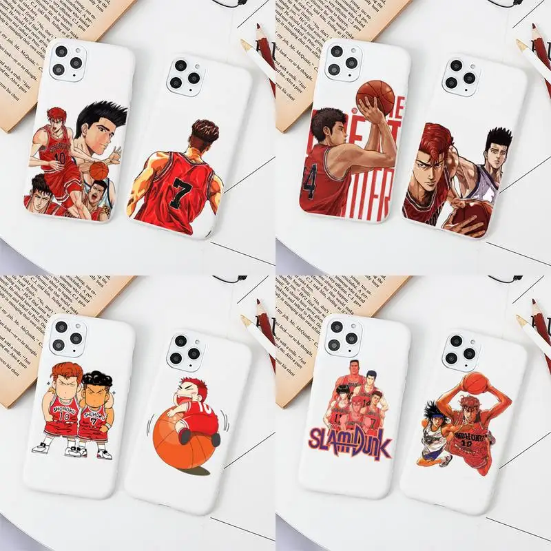 

Cute Cartoon Slam Dunk Phone Case for iphone 13 12 mini 11 Pro Max X XS XR 7 8 6 6S Plus Solid Color Capa