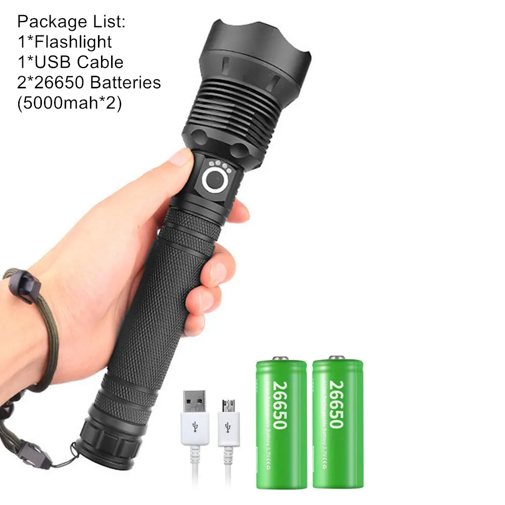 Package G Тактический USB фонарь xhp70.2 мощный фонарик перезаряжаемый Zoom СВЕТОДИОДНЫЙ Фонарь xhp70 18650 или 26650 Аккумулятор для кемпинга - Испускаемый цвет: Package G