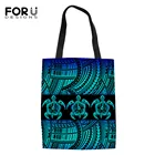Холщовая Сумка для покупок FORUDESIGNS для девочек-подростков, брендовая дизайнерская племенная полинезийская дорожная тканевая сумка с рисунком черепахи и гибискуса, 2020