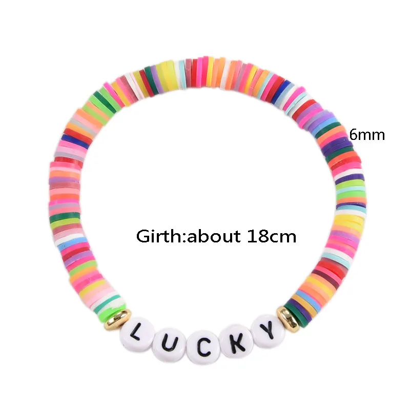 

DIY Letter Polymer Clay Bracelet for Women Handmade Beads Charm Bracelet Summer Femme Jewelry