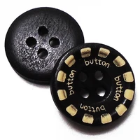 30pcs wood 18mm black laser button words wooden buttons 4 holes sewing diy scrapbooking crafts for clothes handmade button